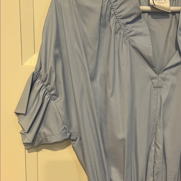 Finley Light Blue Gathered Blouse - Picture 3 of 5